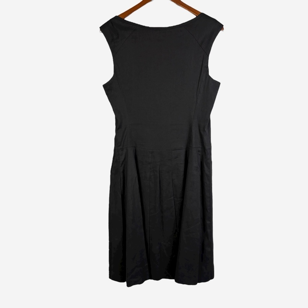 Banana Republic A-Line Linen Blend Dress Size 10 Black Pleated Sleeveless - Picture 4 of 10